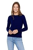 महिलाओं के लिए स्टेट कश्मीरी एसेंशियल क्रूनेक स्वेटर 100% प्योर कश्मीरी लॉन्ग स्लीव स्वेटर (नौसेना, बड़ा)