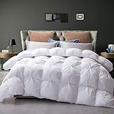 L LOVSOUL Goose Down Comforter Pinch Pleat Queen White Down Fiber Comforter 100% Egyptian Cotton 750+ Fill Power 1200 Thread Count Down Comforter with...