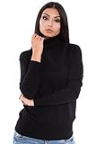KNITTONS Women's Cashmere Soft Merino Wool Turtleneck 310gr Sweater Pullover Top (Large, Black)