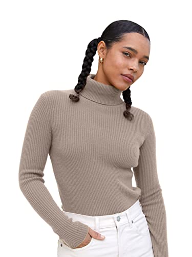 State Cashmere Ribbed Turtleneck Sweater - Long Sleeve Pullover for Women Made with 100% Pure Cashmere Sourced from Inner Mongolia Goats - Soft,...