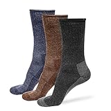 Alpaca Wool Socks for Men & Women Comfortable Casual Outdoors Hiking Boot & Dress Socks (Large, 1x Brown 1x Denim 1x Grey)