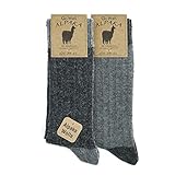 GoWith 2 Pairs Alpaca Wool Socks for Men and Women, Thermal Warm Crew Socks, Unisex Heated Winter Boot Socks, Model: 3096