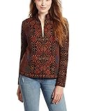Invisible World Women's Alpaca Sweater Embroidered Zippered Cardigan Medium Brown