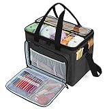 Teamoy Knitting Bag, Yarn Tote Organizer with Inner Divider (Sewn to Bottom) for Crochet Hooks, Knitting Needles(Up to 14”), Project and Supplies,...