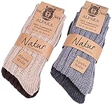 BRUBAKER 4 Pairs Thick Alpaca Winter Socks 100% Alpaca Color Mix EU 43-46 / US 9-11.5 (EU 43-46 / US 9-11.5, Multicoloured)