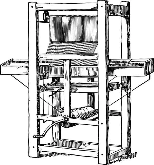 Cartwright First Power Loom vintage illustration