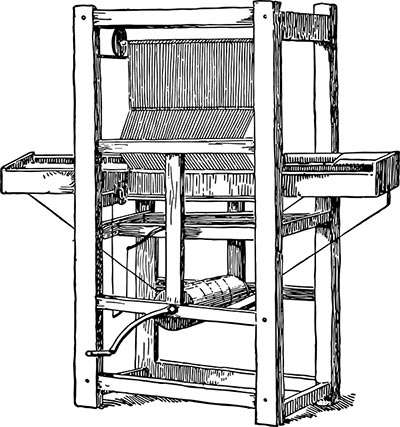 Edmund Cartwright First Power Loom vintage illustration