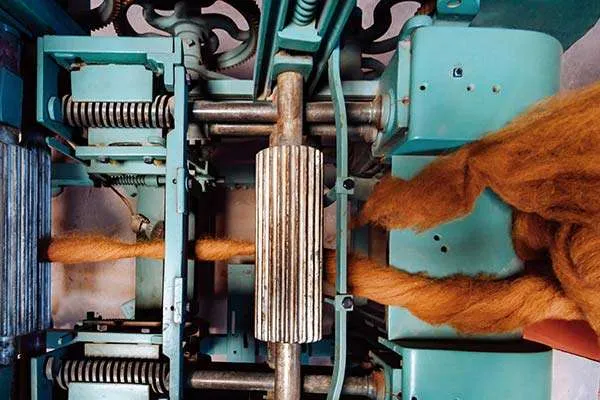 Old combing machine alpaca wool with skeins raw fiber