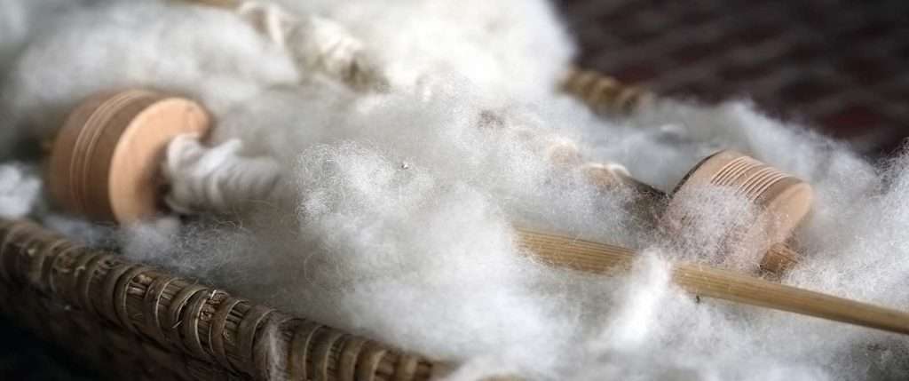 Raw Cashmere Wool in Basket
