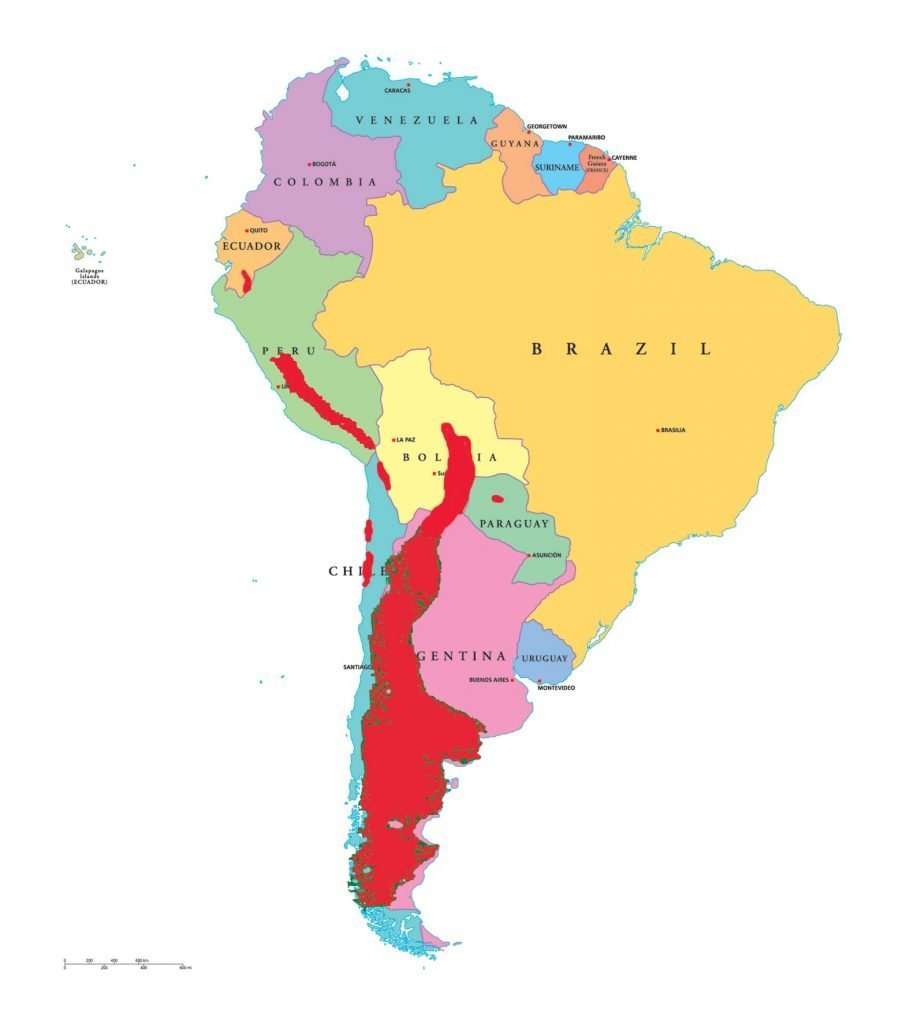 Distribution Area Map Guanacos