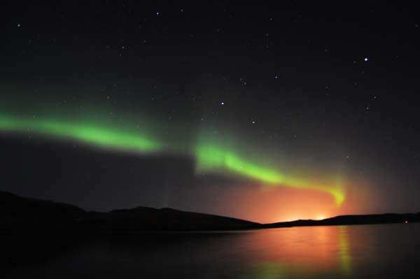 Northern Lights and stars on Shetland Islands