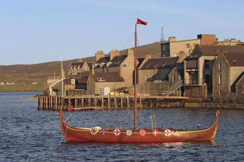 Viking boat at Lerwick - Shetland island.