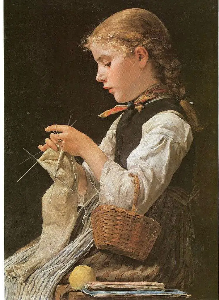 Knitting Girl historic