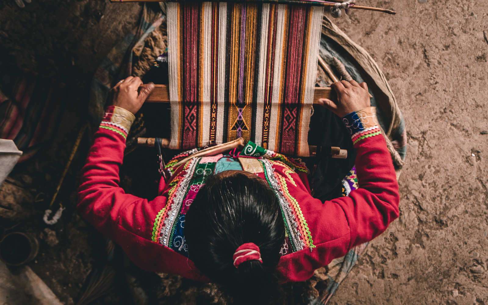 伝統的なアルパカウィーバー-ペルー