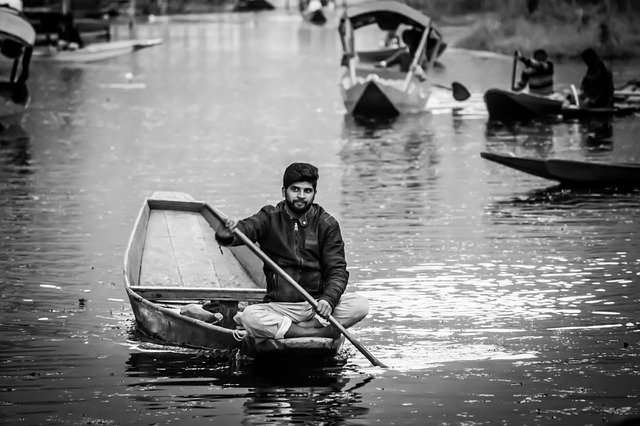 Men with Boat on Jehlum River