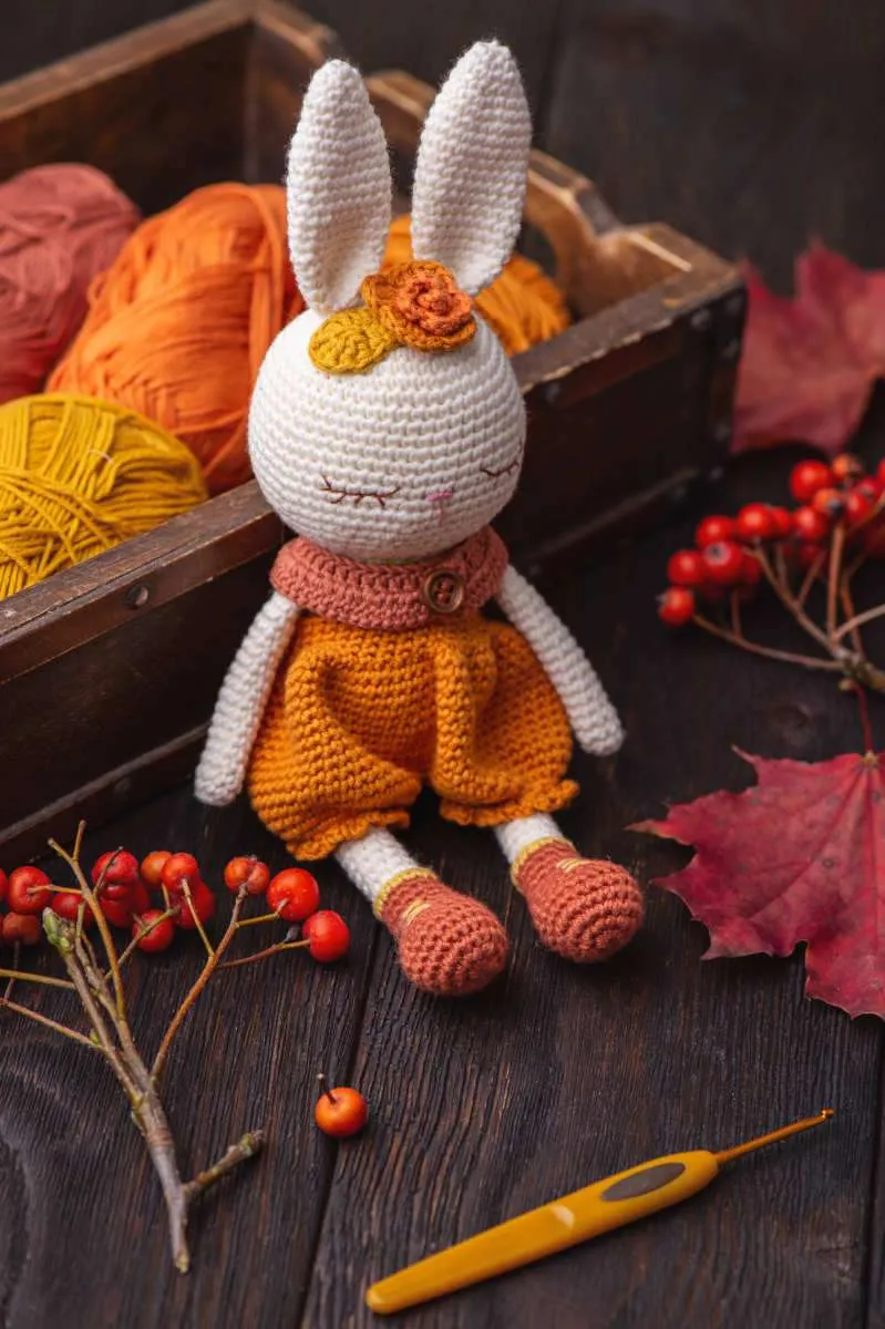 Handmade crocheted bunny, amigurumi toy