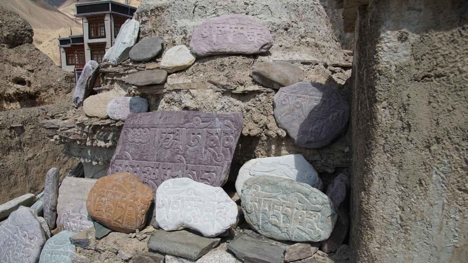 Mani Stone Wall Carvings at Monastery