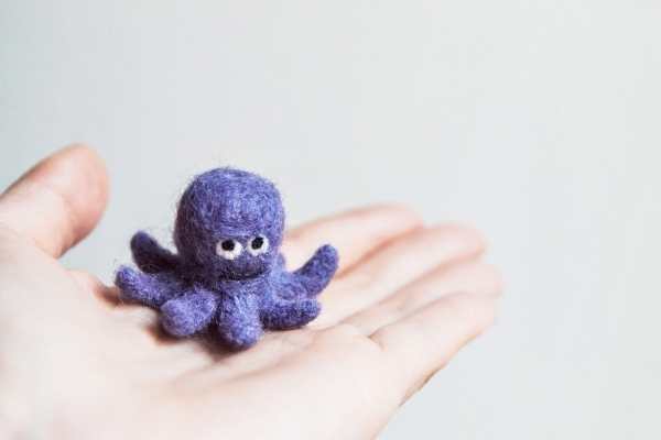 Miniature needle felted octopus, wool handmade toy