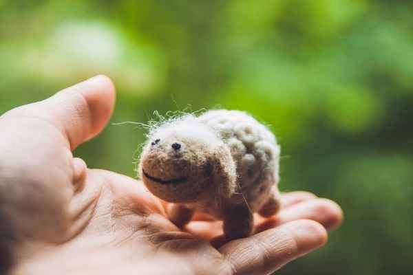Miniature needle felted sheep, wool handmade toy