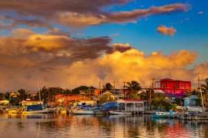 Sunset on San Pedro Town, Ambergris Caye Island