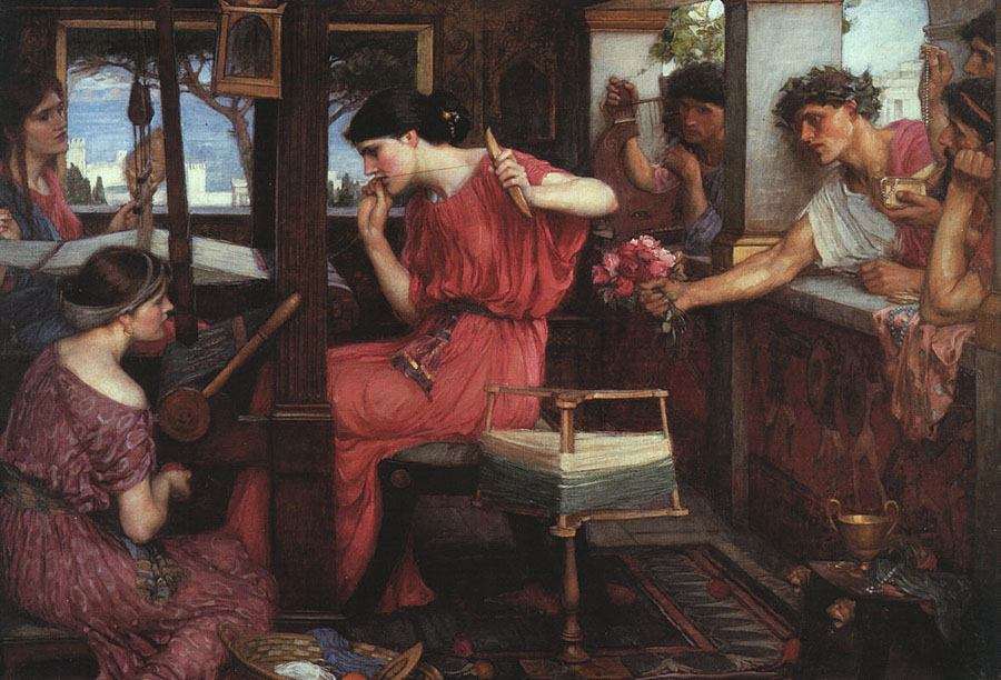 Penelope and the Suitors by John William Waterhouse 