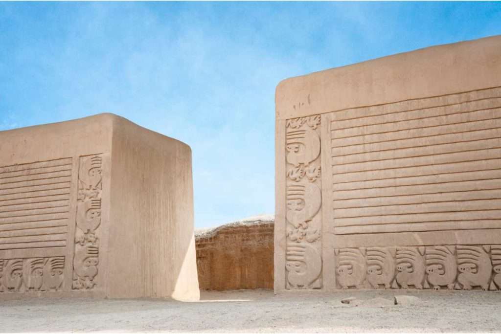 Adobe Walls at the Ancient Chimu City of Chan in Trujillo -Peru